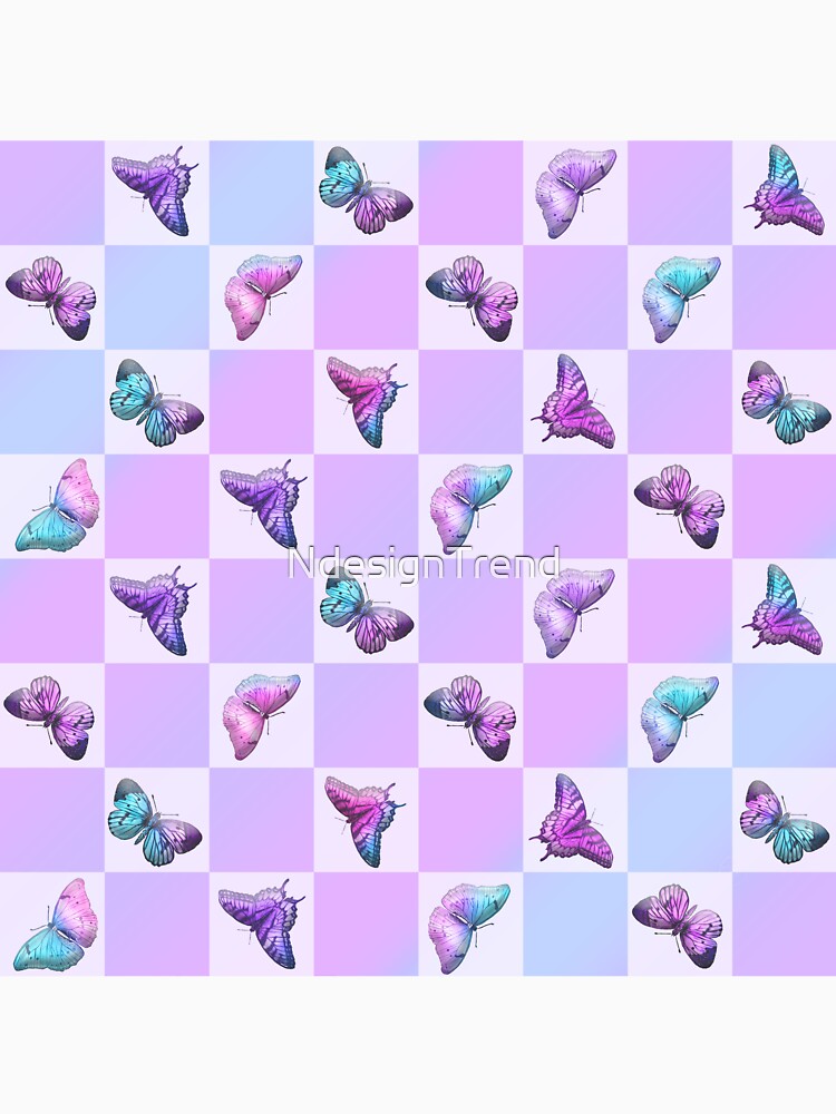 Holographic Butterflies Purple Checkerboard by NdesignTrend T-Shirts, Hoodie, Sweatshirt | BlankRebels.com (Image 3)