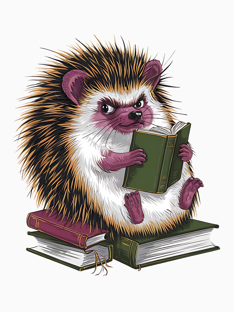 Cute Hedgehog Book Nerd Funny Readers by Micro-dose
