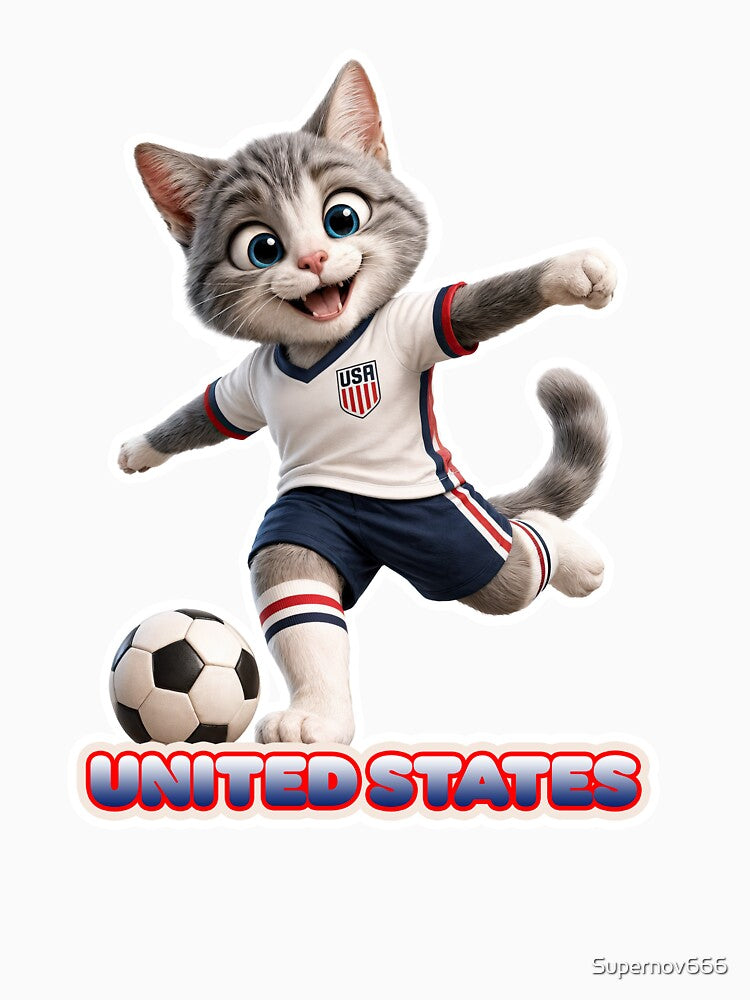 Sticker - Decal - United States Soccer Cat by ForeverPrintsOK
