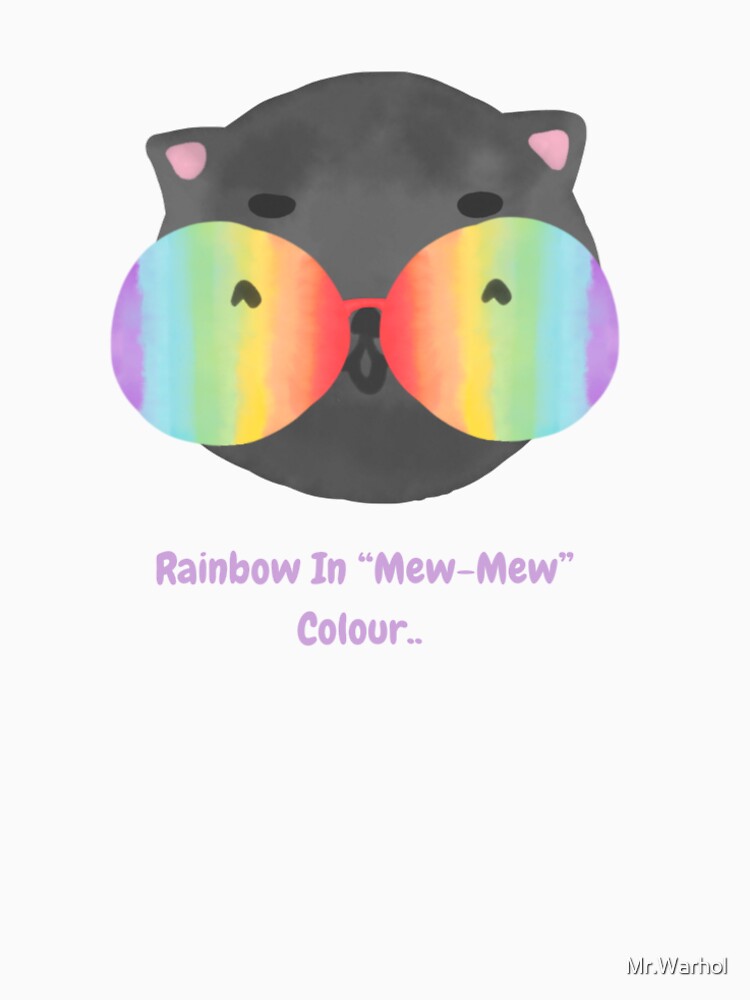 Rainbow Cat T-shirt – Cute Kawaii Kitty with Sunglasses | “Rainbow in Mew-Mew Colours MARKO™ by Mr.Warhol... (Image 2)