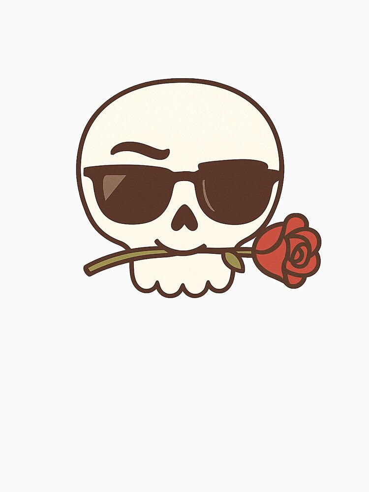 Romantic Skull with Rose and Sunglasses – Cool Gothic Love Design by Scandi-Design T-Shirts, Hoodie, Sweatshirt (Image 3)