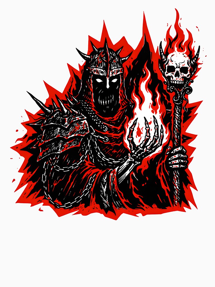 Demonic Fire Mage Dark Fantasy Illustration by Senkov T-Shirts, Hoodie, Sweatshirt | BlankRebels.com (Image 3)