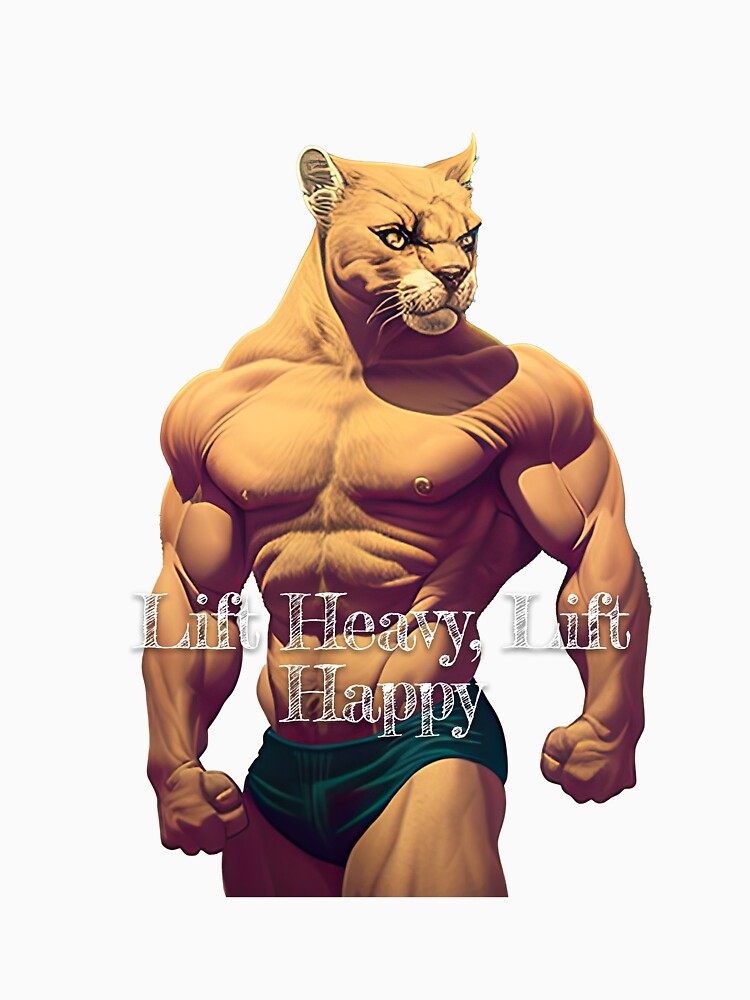 Lift Heavy, Lift HappyDesignBodybuilding Fitness Gym Workout Exercise Merch Print Design by tengamerx T-Shirts,... (Image 3)