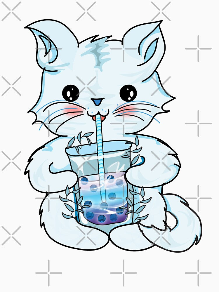 cat boba tea l kawaii cat drinking boba tea l bubble tea by Bossin T-Shirts, Hoodie, Sweatshirt | BlankRebels.com (Image 3)