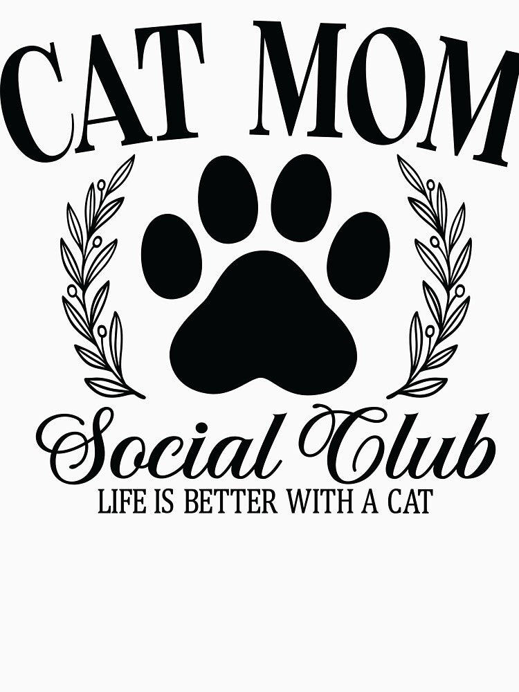 Cat Mom Social Club Shirt | Vintage Cat Lover Tee | Cute Pet Mom Gift by UmazDesigns Hoodie, Sweatshirt (Image 3)