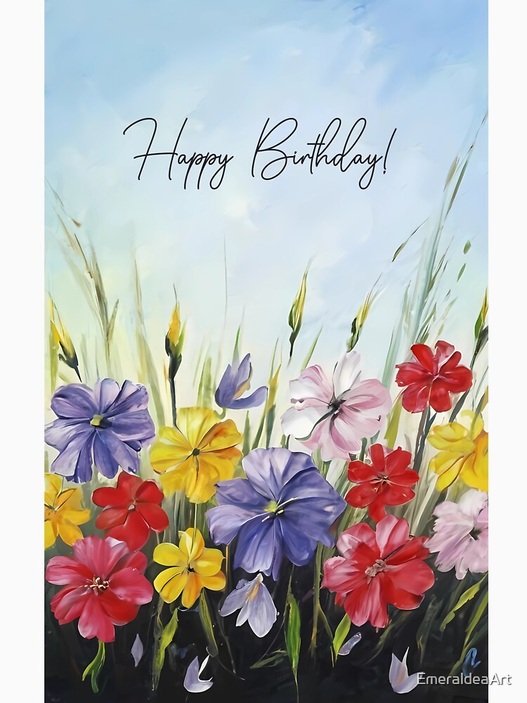 Happy Birthday message on a floral colorful painting by EmeraldeaArt T-Shirts, Hoodie, Sweatshirt | BlankRebels.com (Image 3)