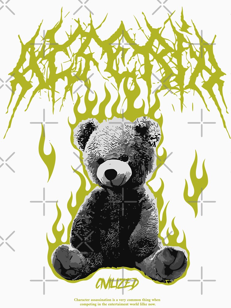 Teddy Bear on Fire Punk Streetwear by NF Designs Studio DTF T-Shirts, Hoodie, Sweatshirt | BlankRebels.com (Image 3)