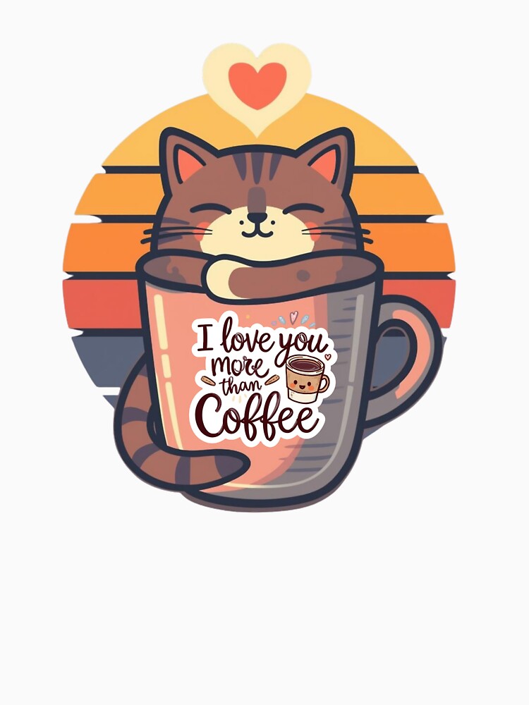 Retro Vintage Sunset Cat in Coffee Cup Funny Valentine Gift by The Prompted Soul T-Shirts, Hoodie, Sweatshirt (Image 3)