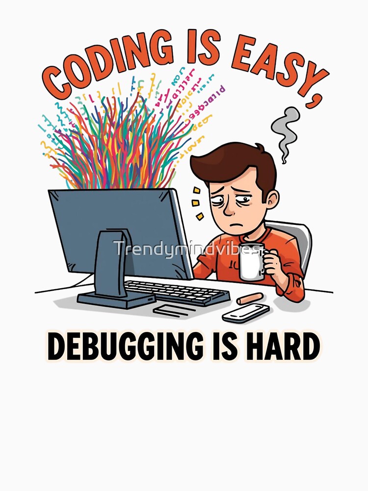 Coding Is Easy Debugging Is Hard – Funny Programmer Humor Design by Trendymindvibes T-Shirts, Hoodie, Sweatshirt (Image 3)
