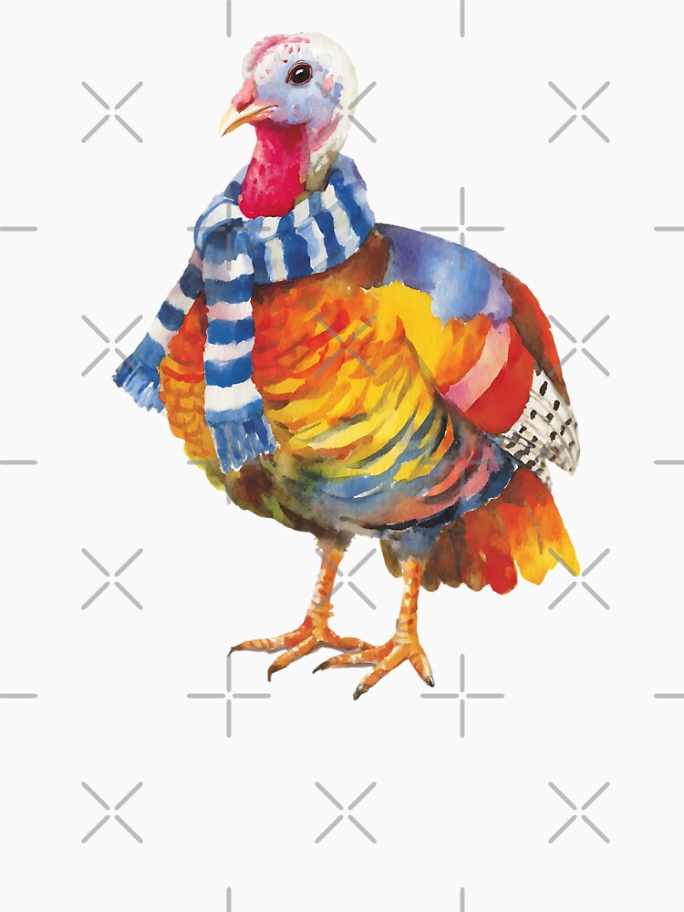 Cute Watercolor Turkey Wearing Winter Scarf by 1707warehouse T-Shirts, Hoodie, Sweatshirt | BlankRebels.com (Image 3)