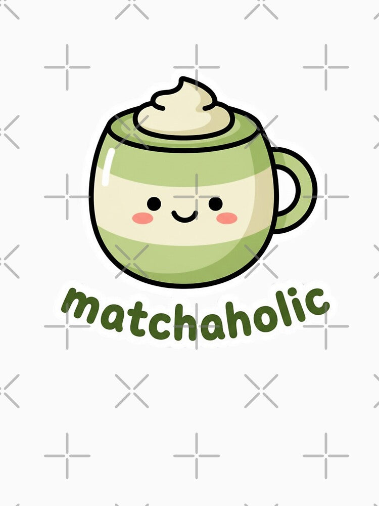 Matchaholic Cute Matcha Lover Illustration | Kawaii Green Tea Aesthetic Art by MuseAI T-Shirts, Hoodie, Sweatshirt (Image 3)
