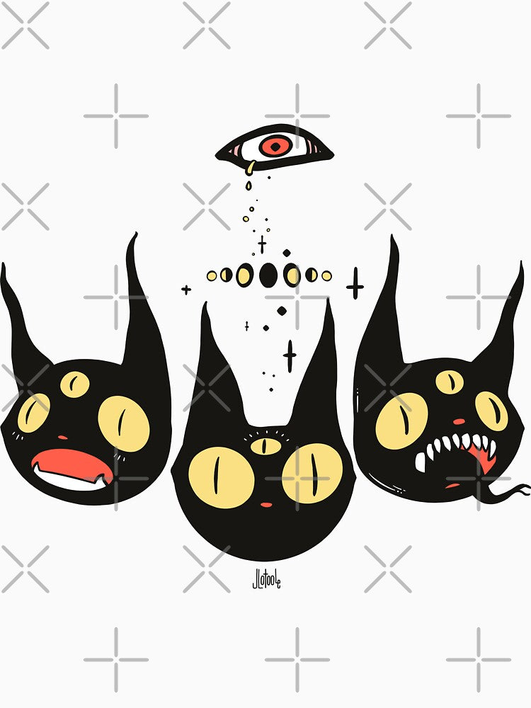 Three Strange Cat Heads. Gothic Dark Art by cellsdividing