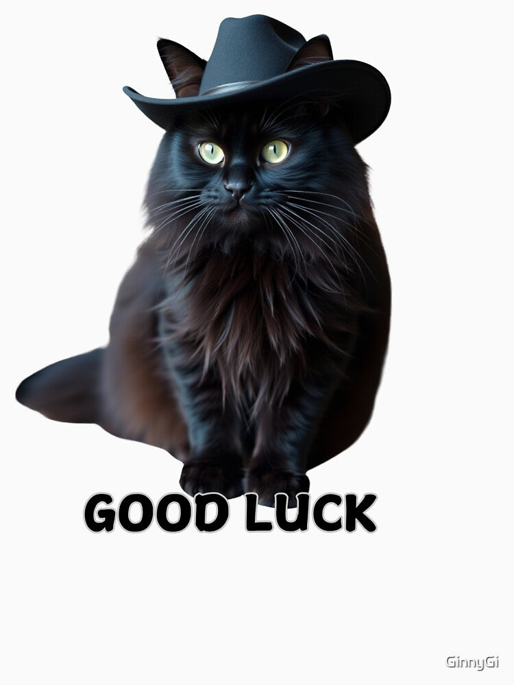 Cowboy cat with cowboy hat and Good Luck by GinnyGi T-Shirts, Hoodie, Sweatshirt | BlankRebels.com (Image 3)