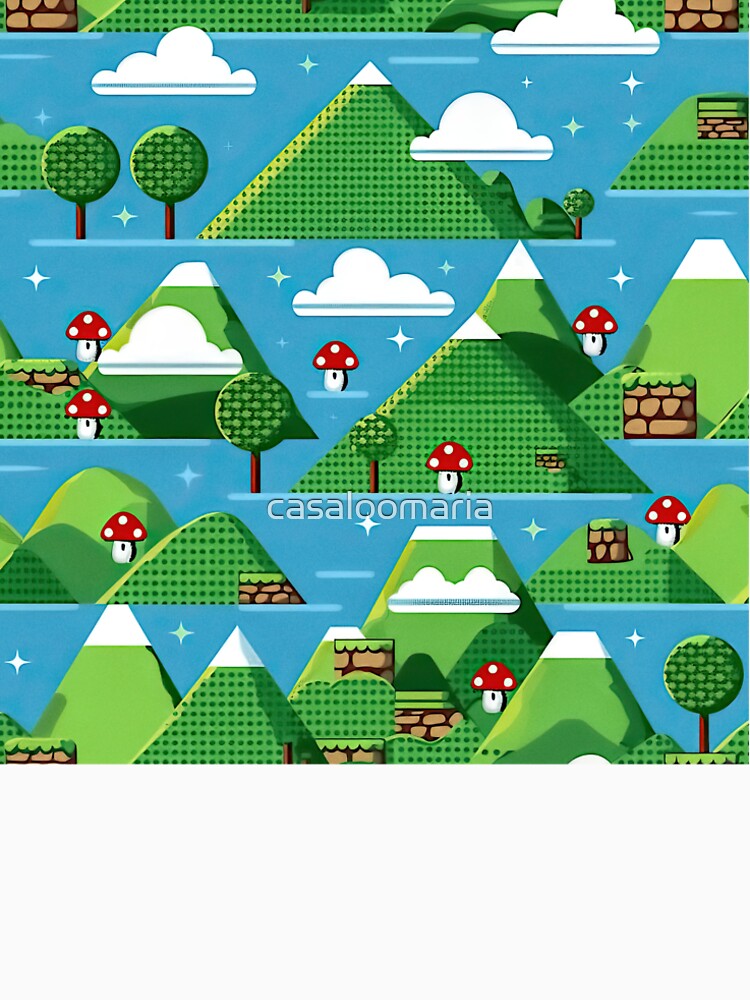 Retro 8-Bit Mountain Landscape | Y2K Gaming Aesthetic Pattern by casaloomaria T-Shirts, Hoodie, Sweatshirt (Image 2)