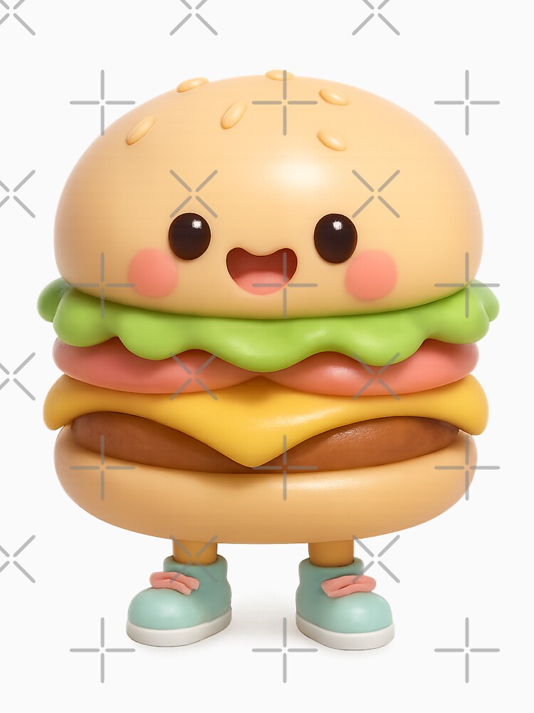 Cute Happy Burger with Shoes | Kawaii Fast Food Art by Moons Studio T-Shirts, Hoodie, Sweatshirt | BlankRebels.com (Image 3)