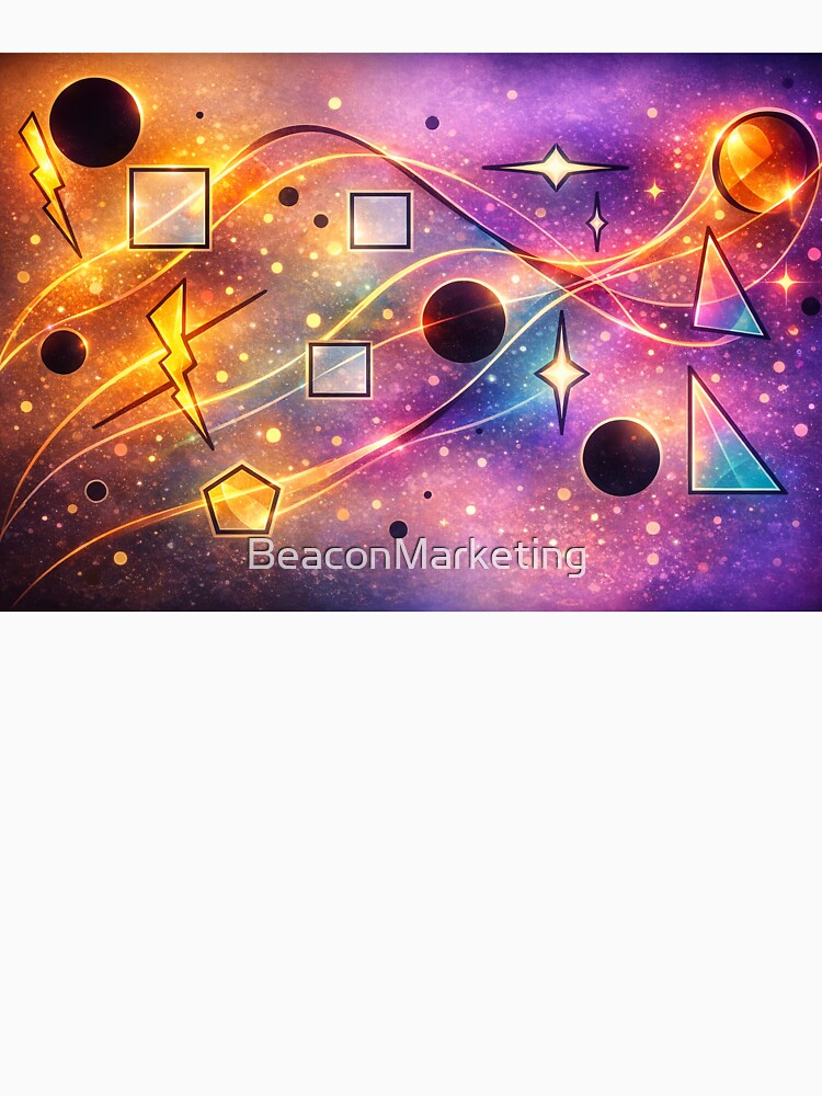 Cosmic Abstract Geometric Art Print, Colorful Galaxy Shapes Wall Art, Modern Space Inspired Abstract Art by... (Image 3)