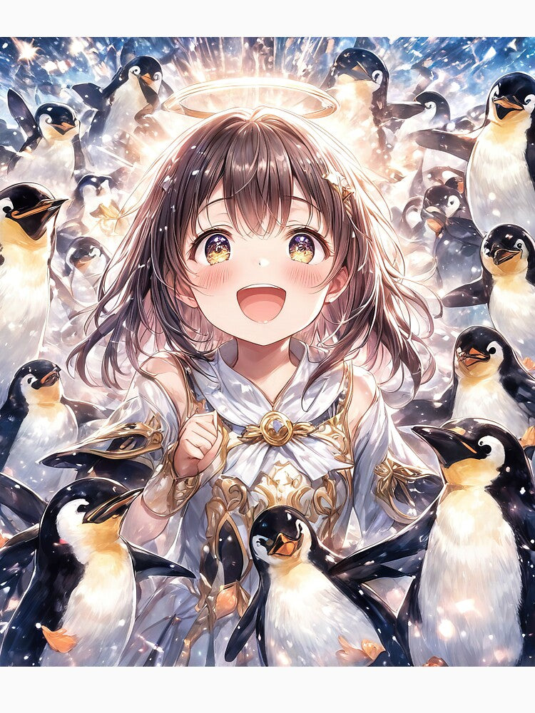 Anime girl with penguins portrait art by TheArtistOf2022