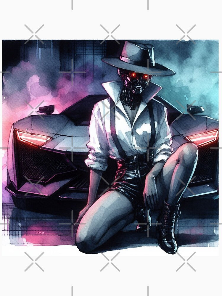Cyberpunk Neon Cyborg Mafia Girl by RESToRAPTOR T-Shirts, Hoodie, Sweatshirt | BlankRebels.com (Image 3)
