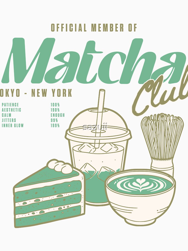Matcha Club Aesthetic Tea Illustration by sazuii T-Shirts, Hoodie, Sweatshirt | BlankRebels.com (Image 3)