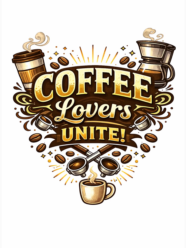 Coffee Lovers Unite Typography Design by AntonioJ8 T-Shirts, Hoodie, Sweatshirt | BlankRebels.com (Image 3)