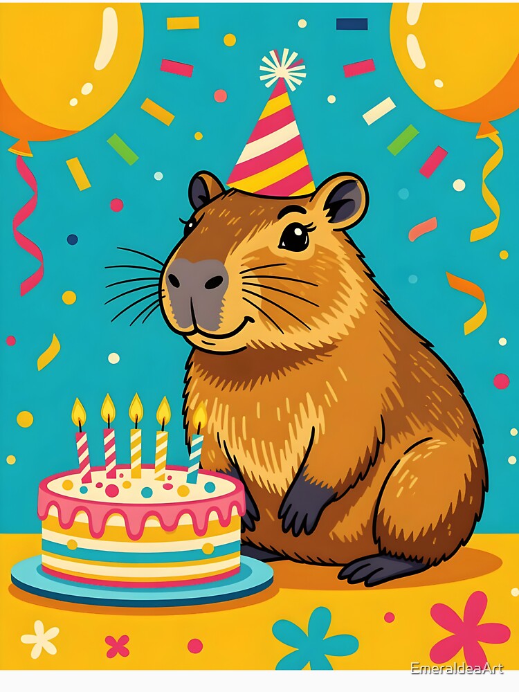 Party Capybara Cake Hat – Celebration Illustration T-Shirts, Hoodie, Sweatshirt