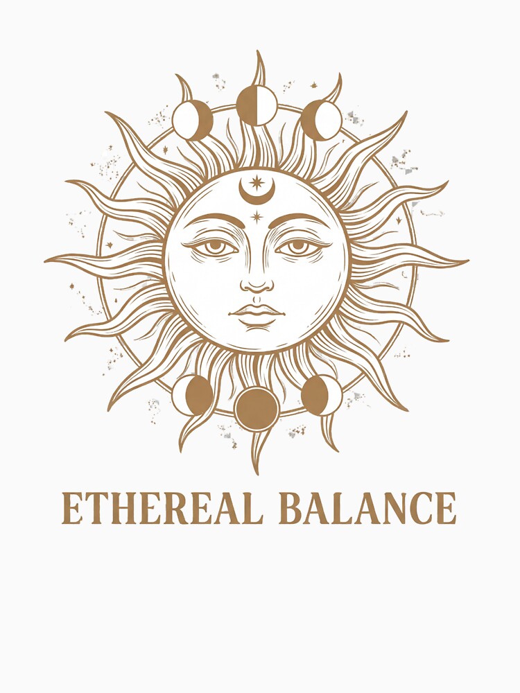 Ethereal Balance Sun and Moon - Celestial Mystic Gold Astrology Art by RectifyFashions T-Shirts, Hoodie, Sweatshirt (Image 3)