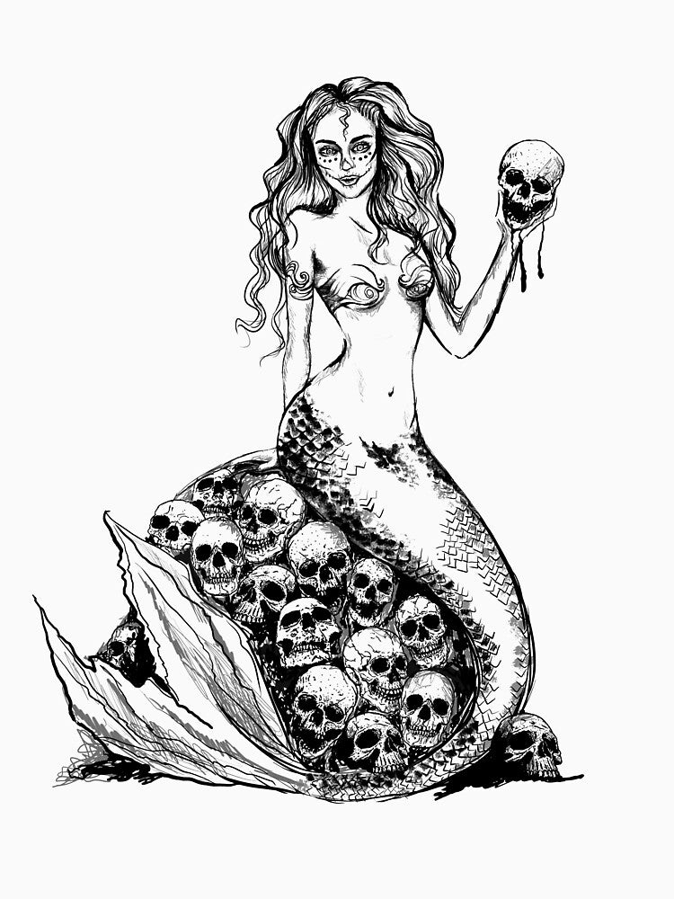 Gothic Mermaid Skull Design for Goth and Mermaid Lovers by GraphicRhythm T-Shirts, Hoodie, Sweatshirt (Image 3)