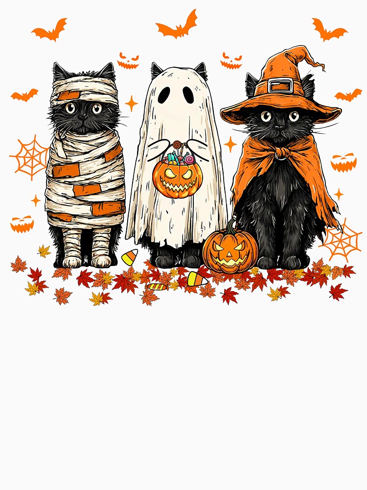 Retro Halloween Black Cat by laszlosaobere T-Shirts, Hoodie, Sweatshirt | BlankRebels.com (Image 3)