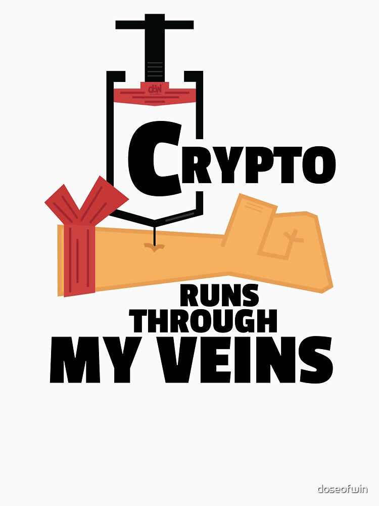 Crypto Runs Through My Veins Shot Arm Injection Cryptocurrency Meme IV Vaccine Man Cave Junkie Addict by... (Image 3)