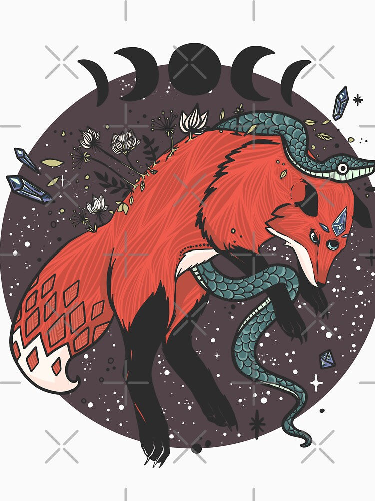 Jumping Fox With Snake And Gemstones by cellsdividing T-Shirts, Hoodie, Sweatshirt | BlankRebels.com (Image 3)