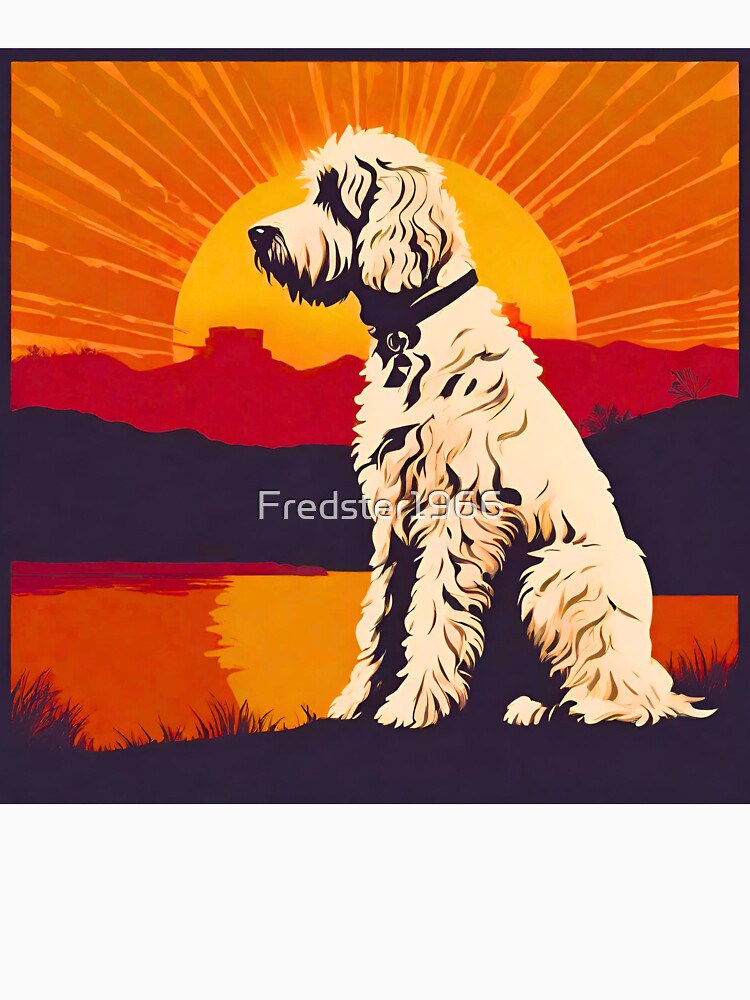 Fluffy Goldendoodle Vintage Sunset Near Lake by Fredster1966 T-Shirts, Hoodie, Sweatshirt | BlankRebels.com (Image 3)