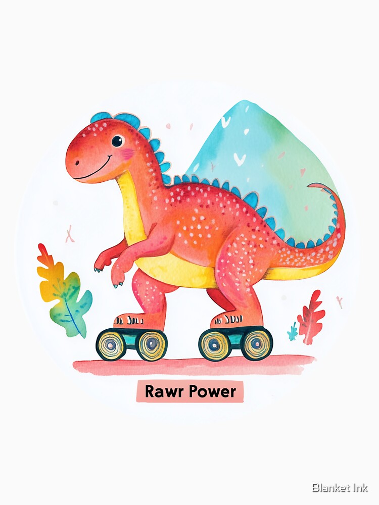 Funny dinosaur on colorful roller skates by Blanket Ink T-Shirts, Hoodie, Sweatshirt | BlankRebels.com (Image 3)