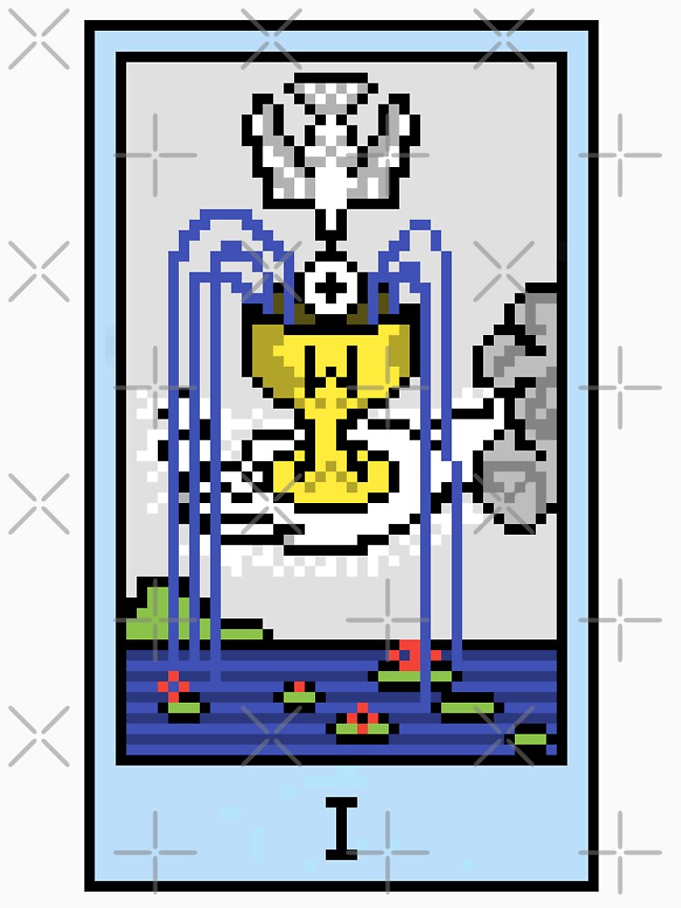 Wait, is this pixel art tarot? Yellow - Minor Arcana 'Ace of Cups' (Design for T-shirt, stickers and other... (Image 3)