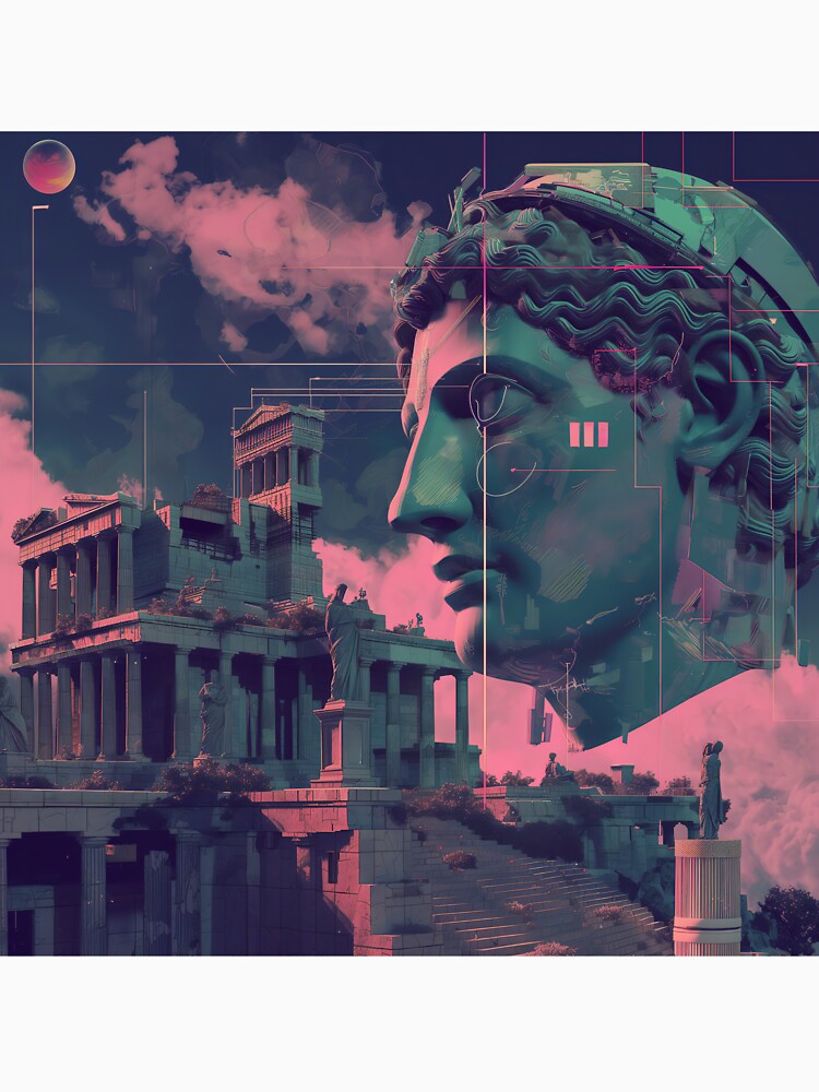 Greek Statue Against Ruins Vaporwave T-Shirts, Hoodie, Sweatshirt