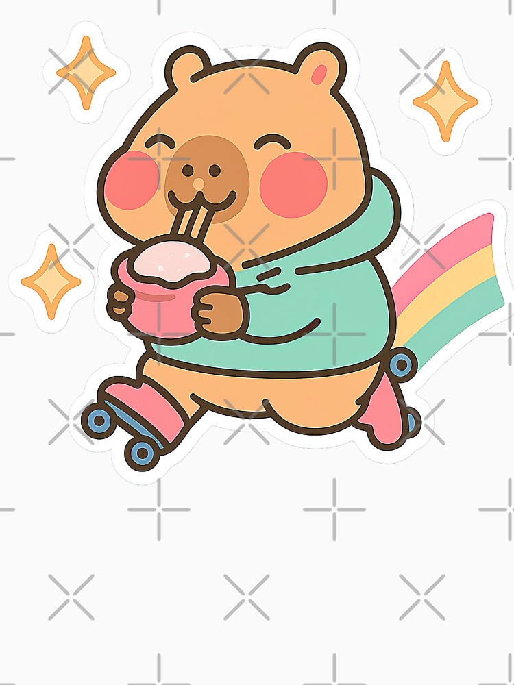 Kawaii Capybara, Kawaii Capybara Roller Skating by graphic-genie T-Shirts, Hoodie, Sweatshirt | BlankRebels.com (Image 3)