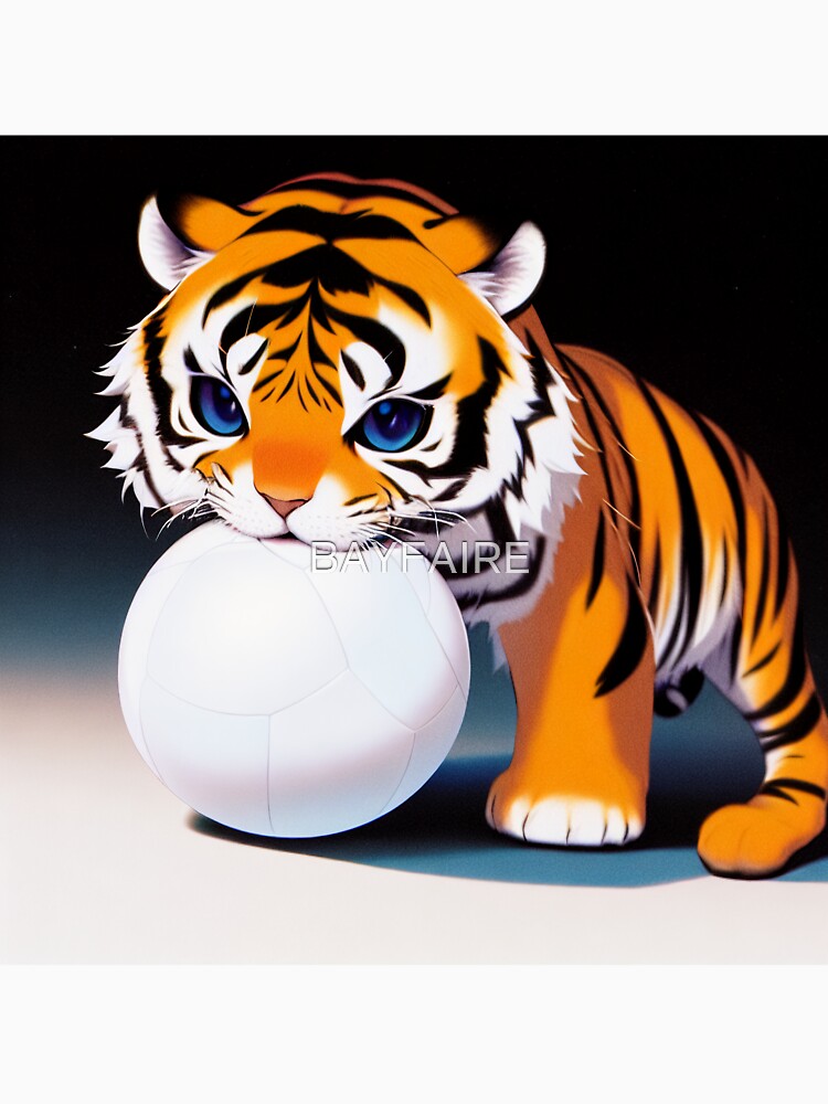 Cute Baby Tiger Playing with Soccer Ball by BAYFAIRE