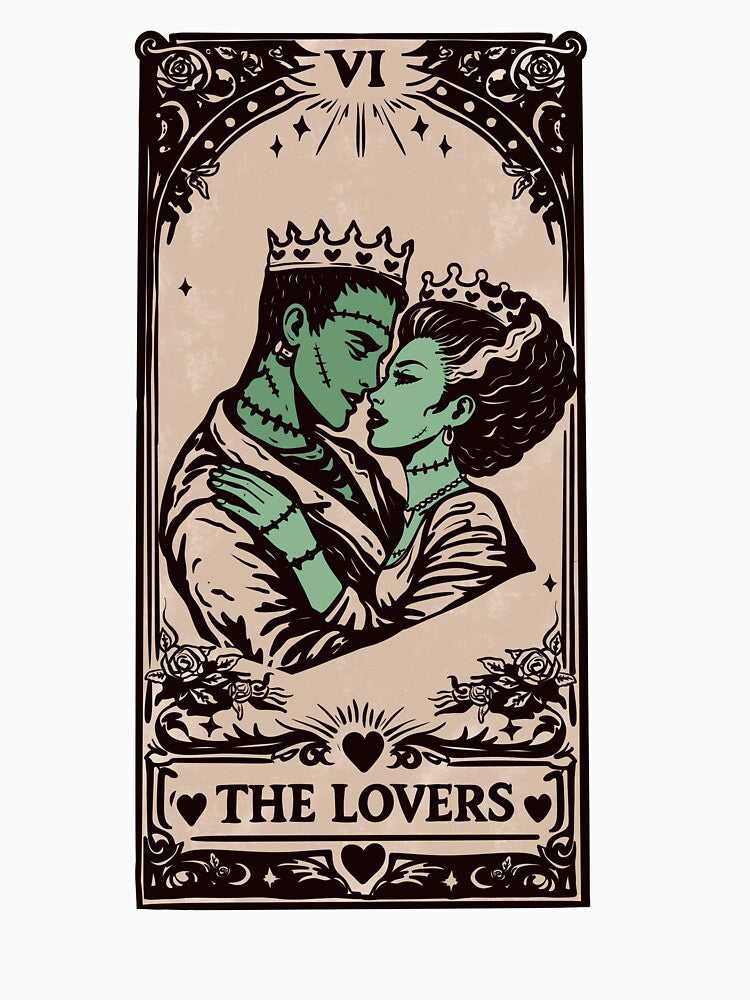 The Lovers Tarot Card – Frankenstein Couple Gothic Tarot by MoeJoedesign T-Shirts, Hoodie, Sweatshirt (Image 3)