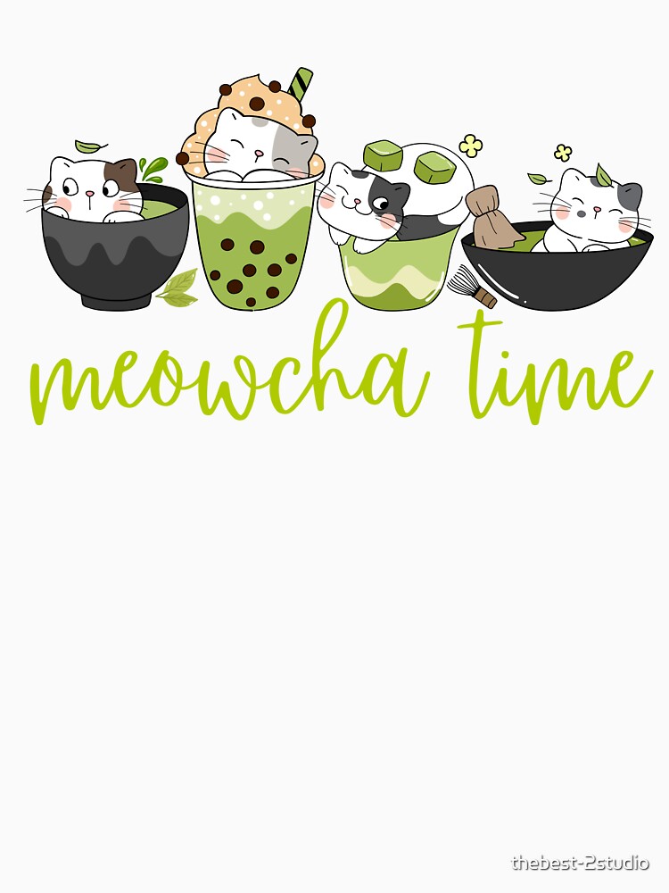 Meowcha Time Funny Cat Matcha Latte Lover by thebest-2studio T-Shirts, Hoodie, Sweatshirt | BlankRebels.com (Image 3)