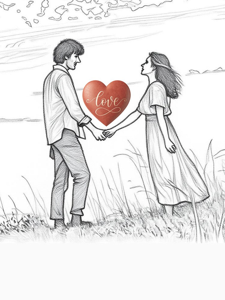Romantic Valentine’s Day Sketch Couple Holding Hands | Love Heart Art by A1MarketDesigne T-Shirts, Hoodie,... (Image 3)
