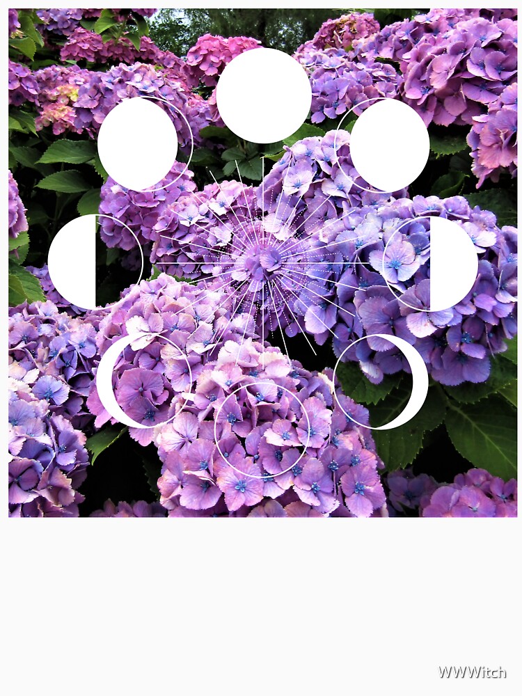 Purple and Blue Hydrangeas and Moon Phase by WildWoodlandWitch T-Shirts, Hoodie, Sweatshirt | BlankRebels.com (Image 3)