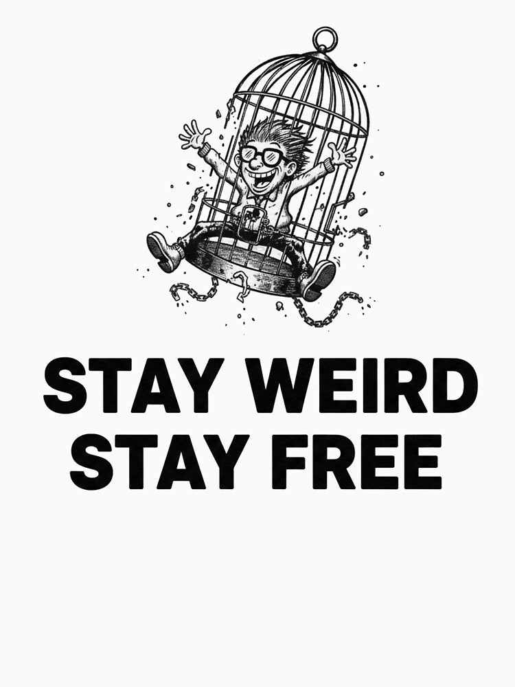 Stay Weird Stay Free Vintage Rebel Illustration T-Shirt, Cool design,Gift For Him by Iunova Hoodie, Sweatshirt (Image 3)