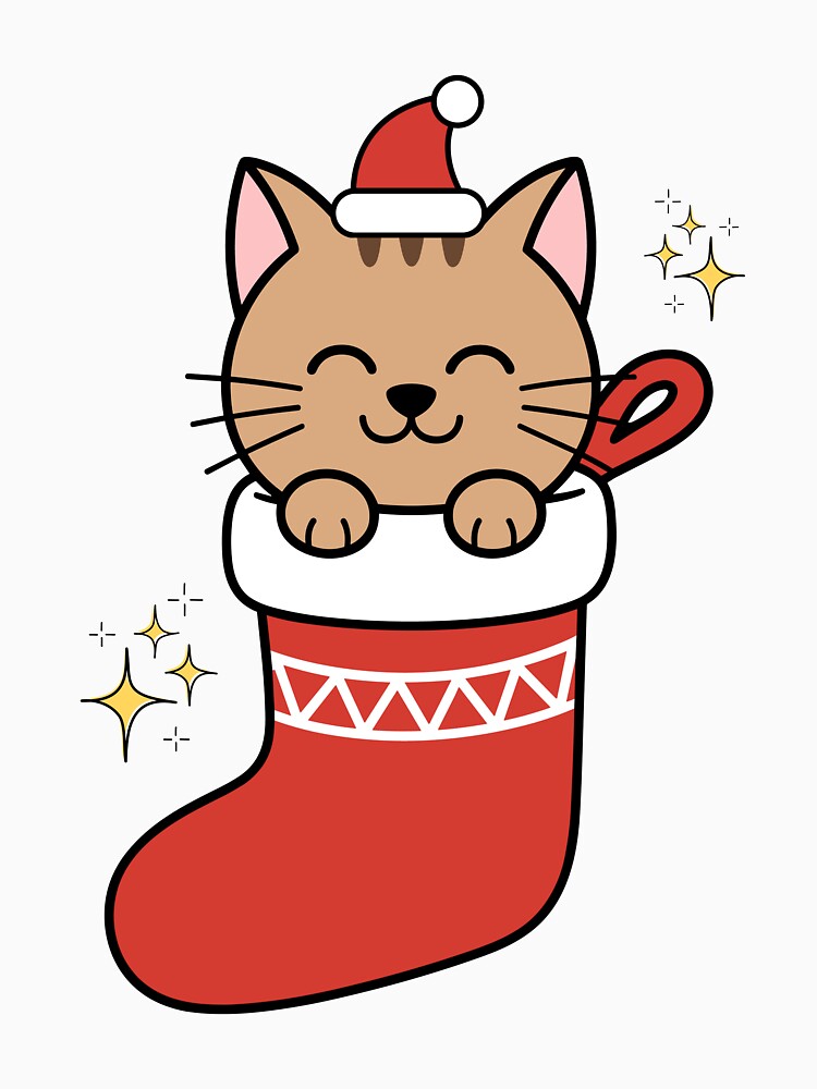 Cute Kawaii Cat in Christmas Stocking – Cozy Holiday Apparel by zvizdetss T-Shirts, Hoodie, Sweatshirt (Image 3)