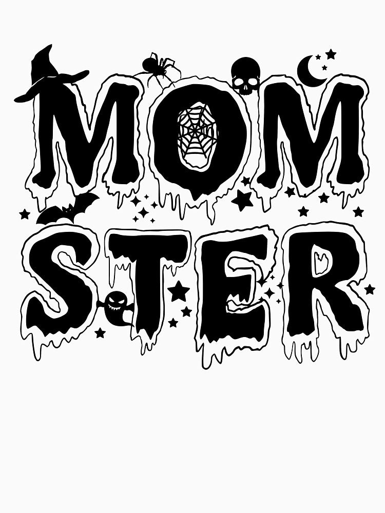 MOMSTER Halloween t-shirt, Halloween shirt for mom, Halloween gift for mom, Mom life, black with white by... (Image 3)