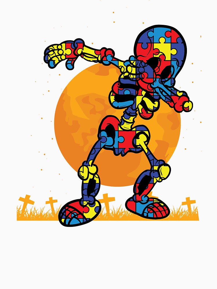 Halloween Autism Dabbing Skeleton by DNW-art T-Shirts, Hoodie, Sweatshirt | BlankRebels.com (Image 3)