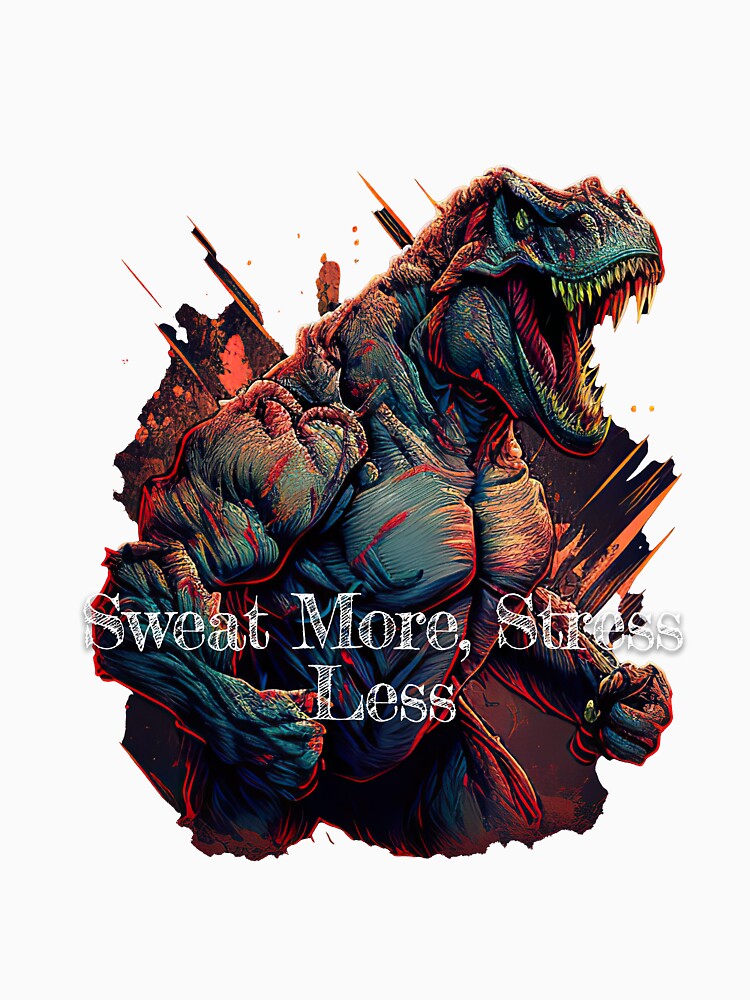 Sweat More, Stress Less Bodybuilding Fitness Gym Workout Exercise Merch Print Design by tengamerx T-Shirts,... (Image 3)