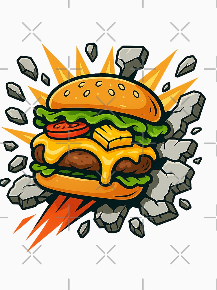 Burger Breaking Through the Wall T-Shirt by CeammiShop Hoodie, Sweatshirt | BlankRebels.com (Image 3)