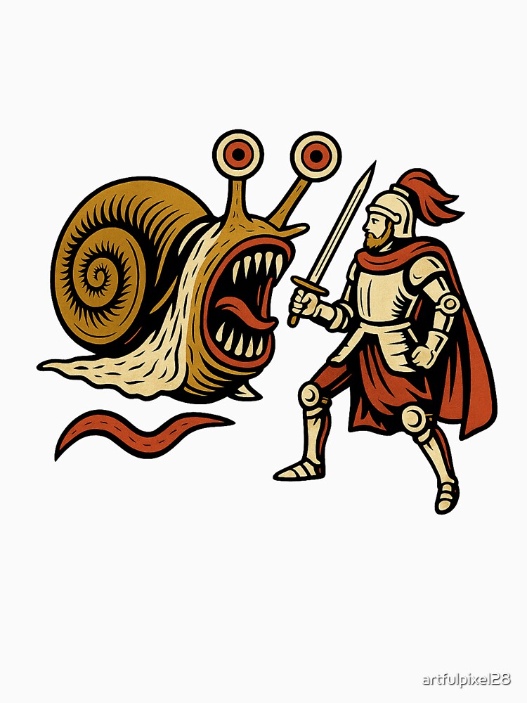 Monster Snail vs Knight – Dark Fantasy Illustration by Design by Anthony T-Shirts, Hoodie, Sweatshirt (Image 3)