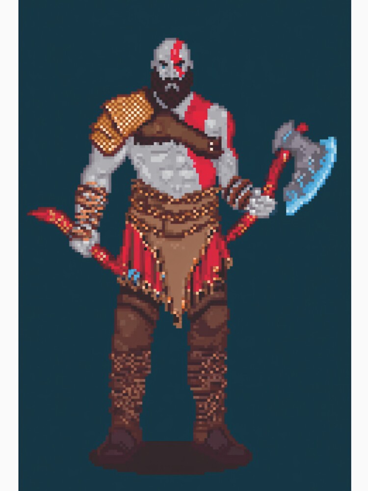 God of War Pixel Art – Retro Spartan Action Tribute by Pixel8Prints