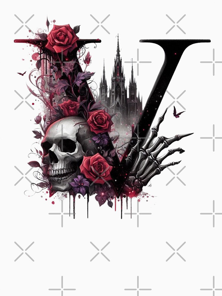 Gothic Halloween Skull and Roses V by CultDigHoriz T-Shirts, Hoodie, Sweatshirt | BlankRebels.com (Image 3)