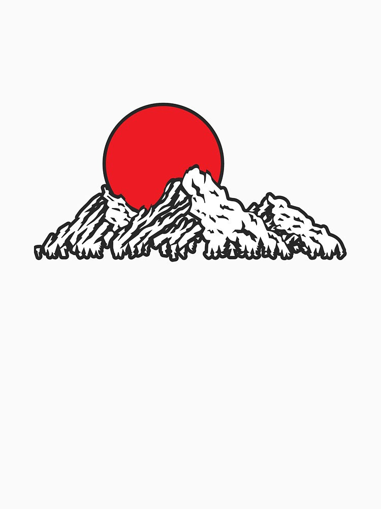 Three Mountains With A Red Sun Behind by Jrodi T-Shirts, Hoodie, Sweatshirt | BlankRebels.com (Image 3)
